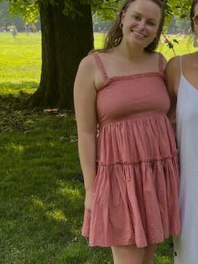 Smocked Strappy Dress in Dusty Rose